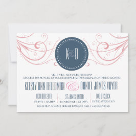 Art Deco Wedding Invitation met zwenkrieten Kaart