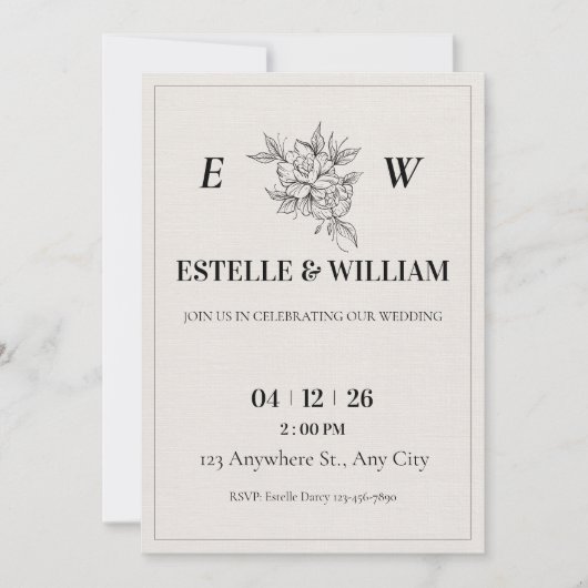 Art Deco Wedding Invitation Template (Devant)