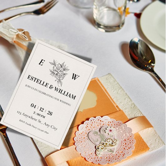 Art Deco Wedding Invitation Template Kaart