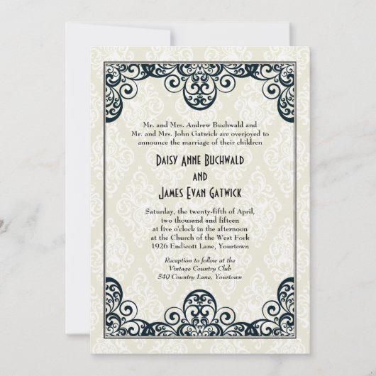 Art Deco Wedding Kaart (Voorkant)