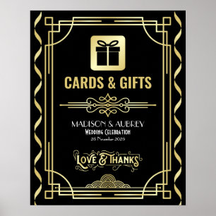 Art Deco Wedding-kaarten en cadeaus Gold Black Sig Poster