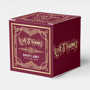 Art Deco Wedding Love & Bedankt Gold Burgundy Favo Bedankdoosjes