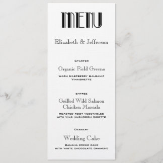 Art Deco Wedding Menu Kaart