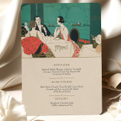 Art Deco Wedding Menu Kaart Dinner Scene