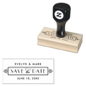 Art Deco Wedding Monogram Opslaan Datum Rubberstempel (Gestempeld)