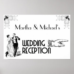 Art Deco Wedding Reception Sign Poster