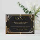 Art Deco Wedding Response Kaarten RSVP (Staand voorkant)