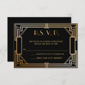 Art Deco Wedding Response Kaarten RSVP (Voorkant / Achterkant)