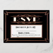 Art Deco Wedding RSVP Kaart - 1920s Gatsby Theme (Voorkant)