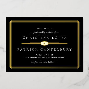 Art Deco Wedding Save the Date Folie Invitation Uitnodiging