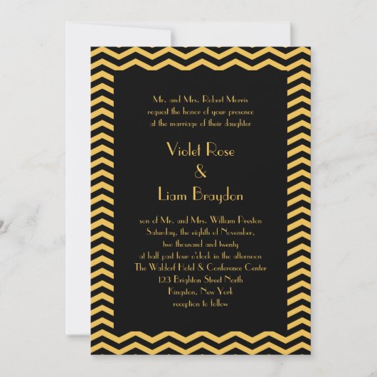 Art Deco Wedding Uitnodiging (Voorkant)