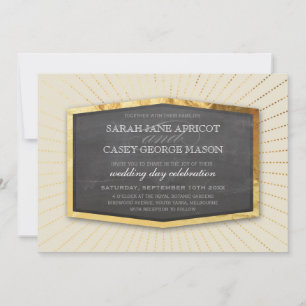ART DECO WEDING Gold sunburst grijze ivoorcrème Kaart
