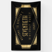Art Deco Welkom 70ste Verjaardagsfeestje Goud Zwar Spandoek (Verticaal)