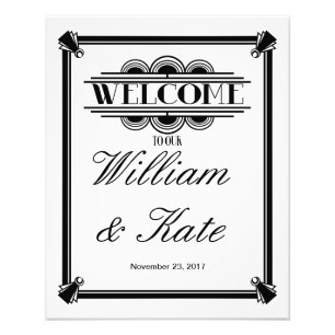 art deco, welkom bij ons trouwbord foto afdruk