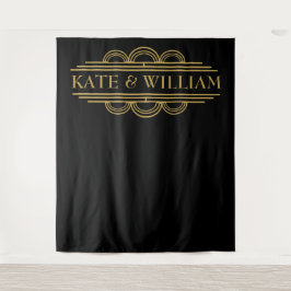 Art deco welkom trouwfoto's terug wandkleed