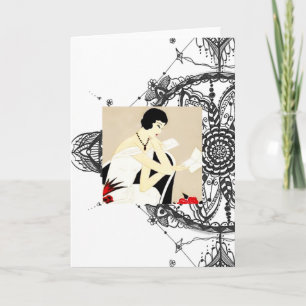 Art Deco Wenskaart Note Kaart