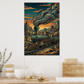 Art Deco Western Express Poster - Geometric Train  (Cuisine)