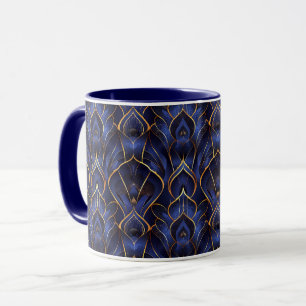 Art Deco Whimsical  Blauw Bloempatroon Mok