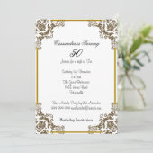 Art Deco White 50th Birthday Invitation Kaart (Staand voorkant)