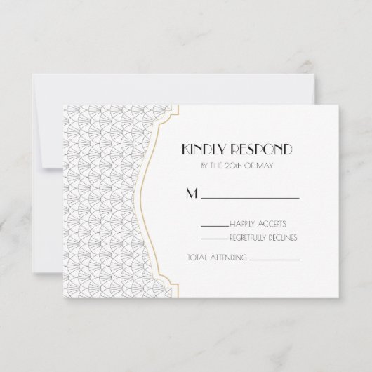 Art Déco White & Black Vintage Wedding Réponse (Devant)