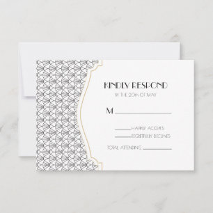 Art Déco White & Black Vintage Wedding Réponse