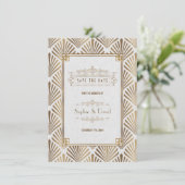 Art Deco White Gatsby 1920s Save the date (Staand voorkant)