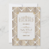 Art Deco White Gatsby 1920s Save the date (Voorkant)