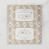 Art Deco White Gatsby 1920s Wedding Table Number (Buitenkant ongevouwen)