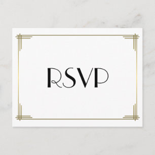 Art Deco White Great Gatsby Wedding RSVP-Briefkaar Uitnodiging Briefkaart