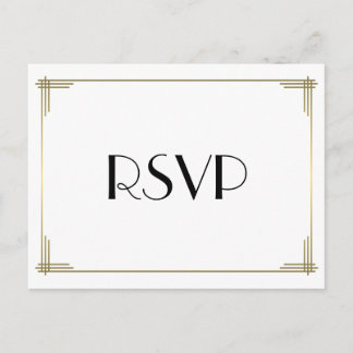 Art Deco White Great Gatsby Wedding RSVP-Briefkaar Uitnodiging Briefkaart