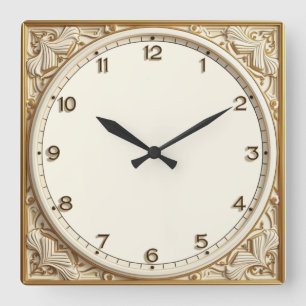 Art Deco White Vierkante Klok