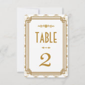 Art Deco White Wedding Table Numbers Kaart (Voorkant)