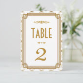 Art Deco White Wedding Table Numbers Kaart (Staand voorkant)