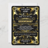Art Deco Wil je mijn bruidsjonker zijn Goud & Zwar Kaart (Voorkant)