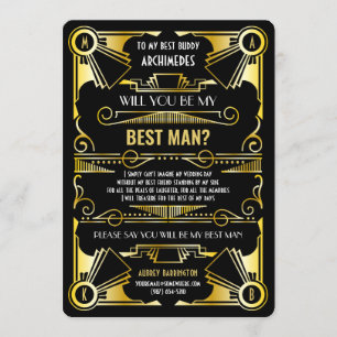 Art Deco Wil je mijn getuige zijn Goud & Zwart Kaart