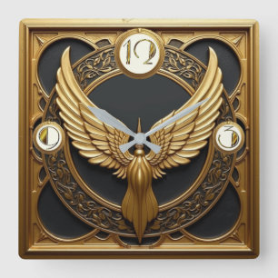 Art Deco Wings Vierkante Klok
