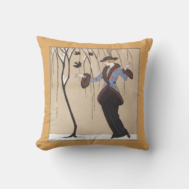 Art Deco Winter Scene Kussen (Voorkant)