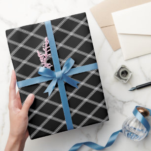 Art Deco Witte Diamanten op Zwart Cadeaupapier