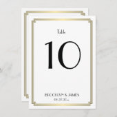 Art Deco witte en gouden trouwtafel nummer Kaart (Voorkant / Achterkant)