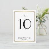Art Deco witte en gouden trouwtafel nummer Kaart (Staand voorkant)
