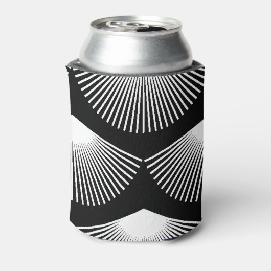 Art Deco Witte Fan Zwart Patroon Blikjeskoeler (Blikje Achterkant)