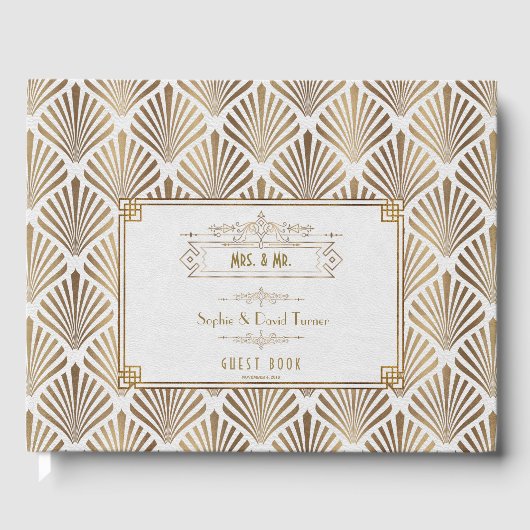 Art Deco Witte Gatsby 1920s Trouwen Gastenboek (Voorkant)