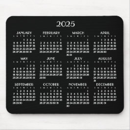 Art Deco witte jaarlijkse kalender 2025 Muismat