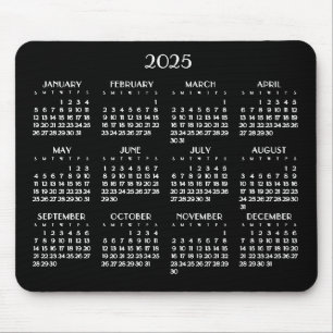 Art Deco witte jaarlijkse kalender 2025 Muismat