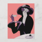 Art Deco Woman, Aftermiddag Tea en Cupcake Briefkaart (Voorkant)