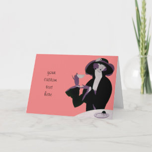  Art Deco Woman, Aftermiddag Tea en Cupcake Kaart