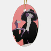 Art Deco Woman, Aftermiddag Tea en Cupcake Keramisch Ornament (Links)