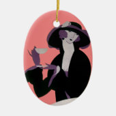 Art Deco Woman, Aftermiddag Tea en Cupcake Keramisch Ornament (Voorkant)