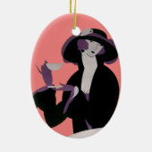 Art Deco Woman, Aftermiddag Tea en Cupcake Keramisch Ornament (Achterkant)