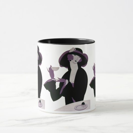  Art Deco Woman, Aftermiddag Tea en Cupcake Mok (Midden)